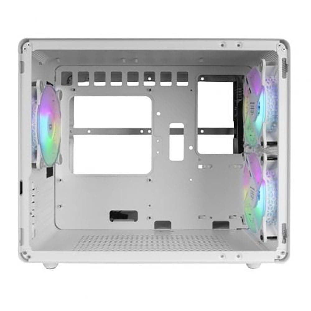 Mars Gaming MC-400, Caja Gaming Compacta Micro-ATX, Ventana Lateral Completa Cristal Templado, 3X Ventiladores FRGB 120mm, Panel Lateral Completo Mesh, Blanco — view 4