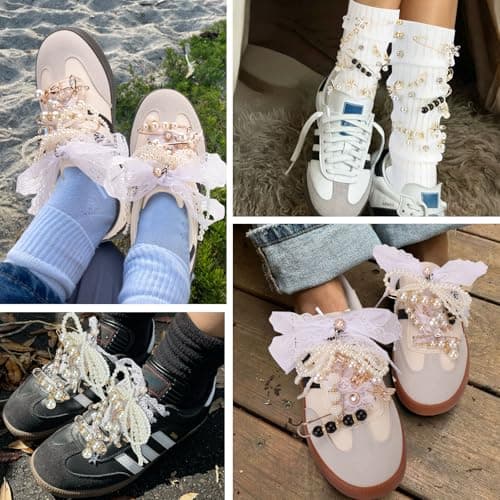 AIERSA Shoes Charms for Sneakers Socks, 43pcs Pearl Shoe Lace Charms Jewelry, Junk Socks Pins, Stylish Decoration for Women, Brooch Pins Buttons for Clothes, Hats Decorations — view 4