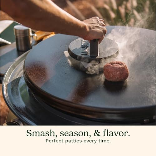 Cuisinart 6.5" Cast Iron Smashed Burger Press, Round Flat Edge Grill Press for Crispy Smash Burgers, Burger Tool for Grill and Griddle Accessories, for BBQs and Tailgates — view 4