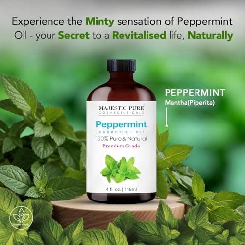 Majestic Pure Peppermint Essential Oil - Huge 118 ml - 100% Pure and Natural Oil for Soap Making Scent- Premium Grade with Glass Dropper — view 2