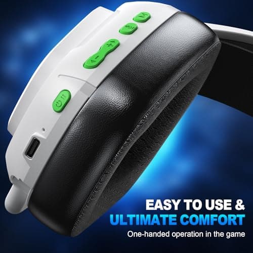 SKAPENDY 2.4GHz Wireless Gaming Headset for PS5, PS4, Switch, Mac, PC, Ultra-Low Latency, 50+ Hr Battery, Stereo Sound Gaming Headphones with Noise-Canceling Mic, Bright Black White — view 4