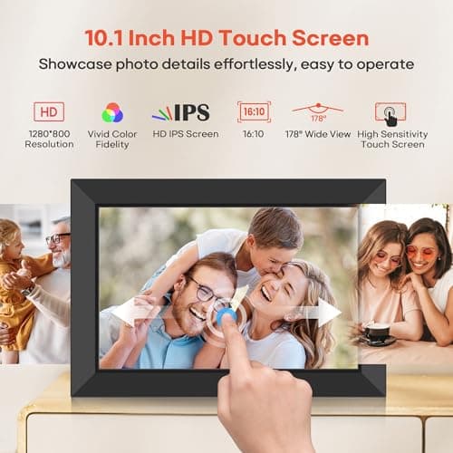 Frameo 10.1 Inch WiFi Digital Picture Frame with 32GB Memory, 1280 x 800 IPS Touch Screen Smart Electronic Photo Frame, Wall Mountable, Auto-Rotate, Share Photos/Videos Via Frameo App from Anywhere — view 3