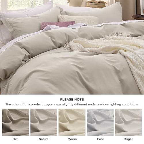 Bedsure Duvet Cover King Size - 3 Pieces Prewashed Cotton-Like Extra Soft Bedding Set, Includes 1 Duvet Cover 104x90 Inches with Zipper Closure & 2 Pillow Shams, Linen, Comforter Not Included — view 4