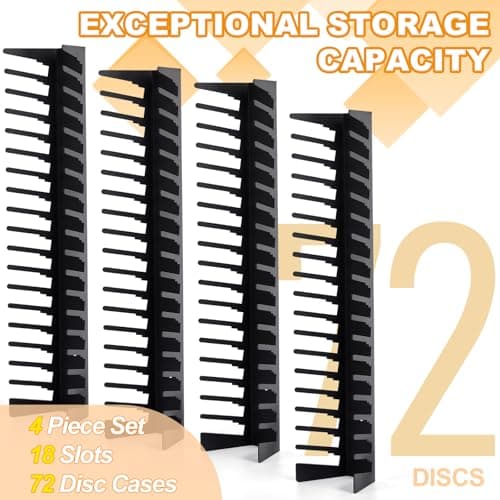 EZFXHD WTER 4 Pack Video Game Case Storage Wall Mount - Holds Up to 72 Disc Boxes,Metal Wall Mounted Game Case Holder for PS,DVD,Xbox Game Organizer — view 3