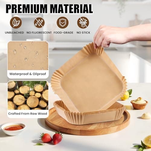OLESBUR Air Fryer Liners Disposable, 200Pcs 8 Inch Airfryer Paper Liners, Unbleached Parchment Paper for Air Fryer Basket, Non-Stick Air Fryer Accessories, Liners for Baking, Parchment Paper Sheets — view 4