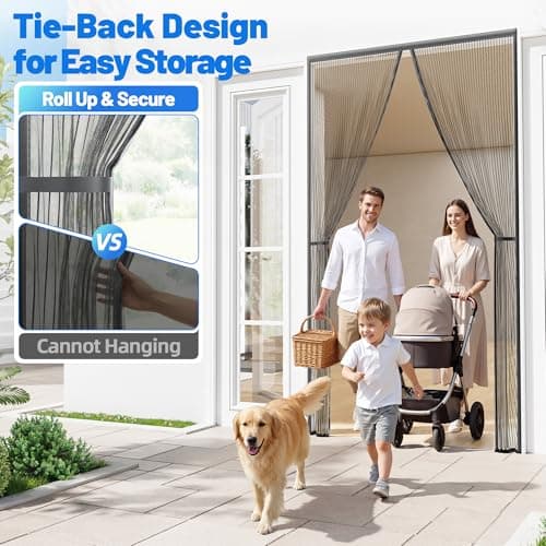 Heavy Duty Magnetic Screen Door Mesh - Auto-Sealing Door Net Screen with 50 Magnets, Pet & Kid Friendly, PET Fine Mesh Doors Screens Keep Bugs Out Fits Front Doors Size 36"x82" - Screen Size 38"x84" — view 5