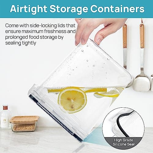 Vtopmart 10 PCS Flour Storage Container, Large Airtight Food Storage Containers with Lids for Kitchen, Pantry Organizers, Black — view 3