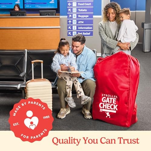 J.L. Childress Gate Check Bag for Single & Some Double Strollers - Travel Bag for Airplane, Fits Most Standard Baby Strollers, Airport Accessories for Gate Check, Flying Essentials - Red — view 8