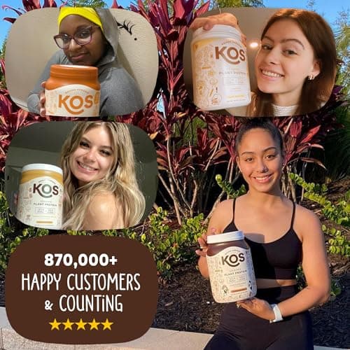 KOS Vegan Protein Powder Erythritol Free, Chocolate - Organic Pea Protein Blend, Plant Based Superfood Rich in Vitamins & Minerals - Keto, Dairy Free - Meal Replacement for Women & Men, 28 Servings — view 5