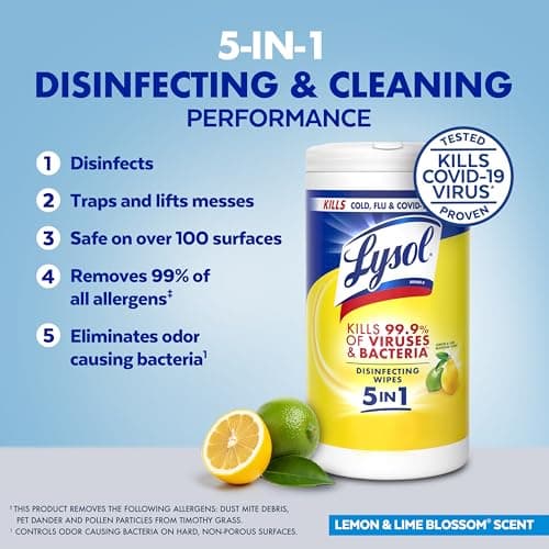 LYSOL Disinfecting Wipes, All Purpose Cleaner, Multi-Surface Antibacterial Cleaning Wipes, Household Cleaning Supplies, Dorm Essentials, Lemon & Lime Blossom Scent, 80 ct. (4 Pack) — view 2