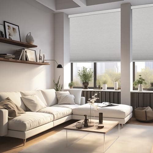 Boolegon No Drill No Tools Cellular Shades Color-Matched Sureness Honeycomb Blinds Easy to Install Cellular Blinds for Windows, Blackout-White, Custom Size — view 3