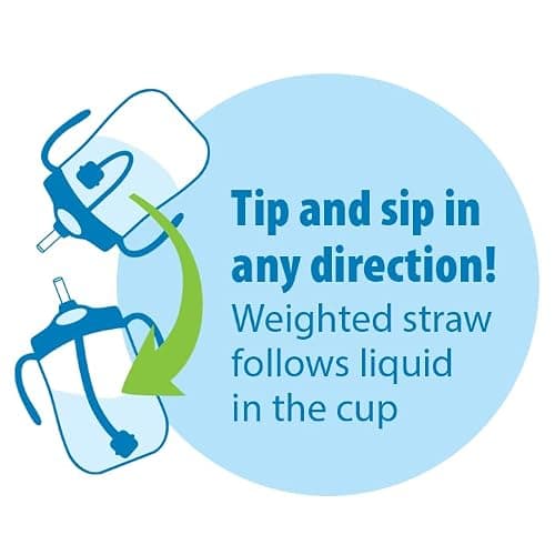 Dr. Brown's Milestones Baby's First Straw Cup, Training Cup with Weighted Straw, 9oz/270mL, Dark Blue/Vintage Yellow, BPA Free, 6m+, 2 Pack