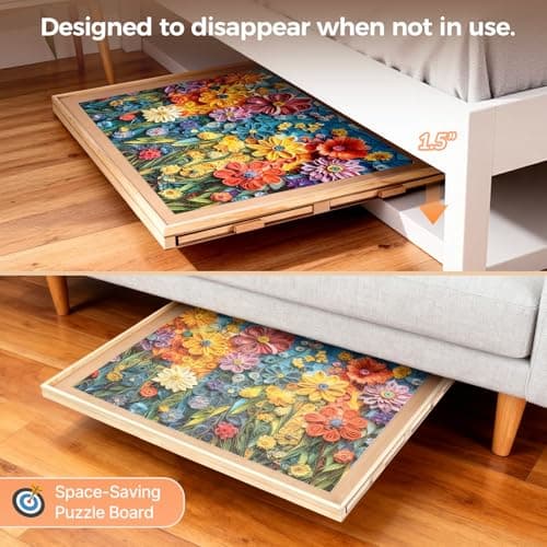 ALL4JIG 1500 Piece Rotating Puzzle Board with Drawers and Cover,24.92"x33.58"Portable Wooden Jigsaw Puzzle Table for Adults Portable,Lazy Susan Spinning Puzzle Boards Birthday Gift for mom — view 4