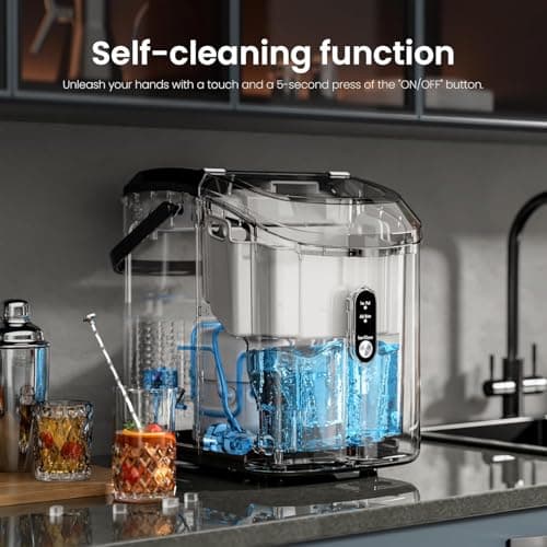 Kismile Nugget Ice Makers Countertop,35Lbs/24H,Portable Sonic Ice Machine with Self-Cleaning,One-Click Operation for Home/Office(Stainless Steels Silver) — view 3