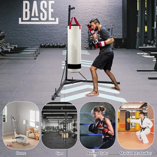 Adjustable Punching Bag Stand 150 LBS Capacity Heavy Bag Stand Steel Boxing Stand Free Standing for Home Gym Fitness, Stand Only — view 6
