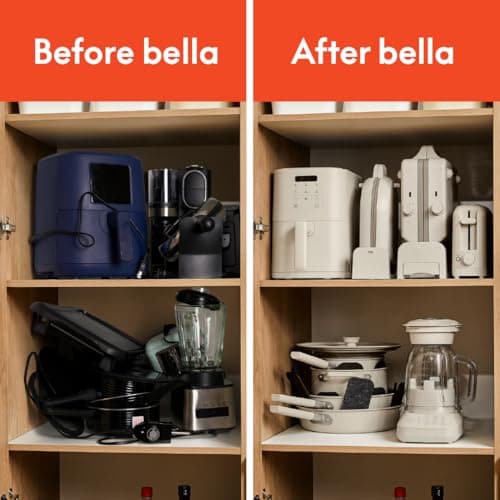bella 4Qt Slim Air Fryer, Fits-anywhere™ Kitchenware, EverGood™ Ceramic Nonstick Coating, Adjustable Temperature, 6 Preset Cooking Options, 60 Min Auto Shutoff w Audible Tone, 3.3lb Capacity, Blossom — view 7