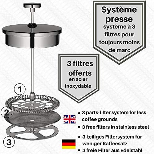 VeoHome - 0.75 litre plunger - Unbreakable and keeps the coffee hot for a long time thanks to its double stainless steel shell — view 4