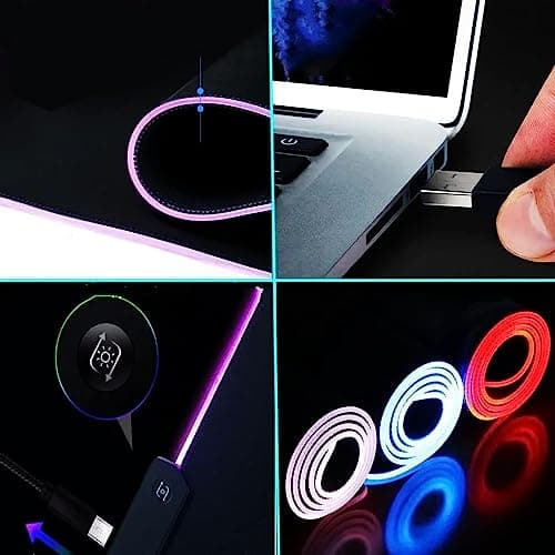 TEKXDD RGB Gaming Mouse Pad - Mousepad, XXL Extended 12 LED Modes Mouse Desk Pad 31.5X 11.8inch, Non-Slip Rubber Base, Desk Mat Mousepad for Computers, PC, Laptop and Office — view 5