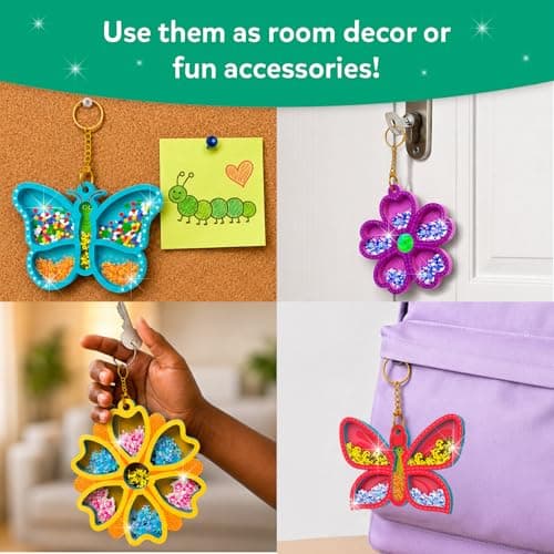 Skillmatics Shake-its – Glitter Craft Kit for Kids, DIY Arts & Crafts with Keychains, Mess-Free Activity, Travel Toy, Flowers & Butterflies, Birthday Gifts for Girls & Boys Ages 4, 5, 6, 7, 8, 9 — view 4