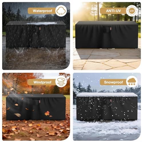 LXKCKJ Waterproof Outdoor Patio Furniture Cover UV and Dustproof Sofa Cover with Vents, Handles and Buckles (Black, 90"L x 64"W x 28"H) — view 7