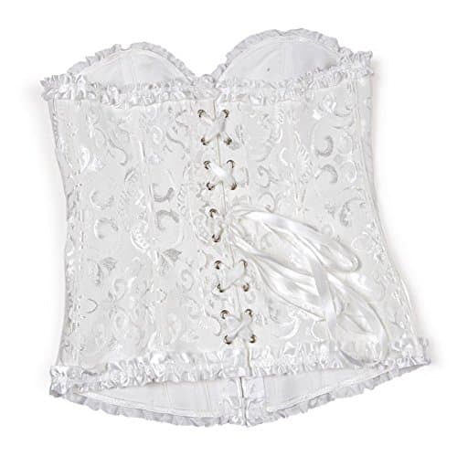 KSHUN Women Plus Size Corset Bustier Tops Sexy Lace Up Overbust Bustier Bodyshaper (White,Small) — view 4