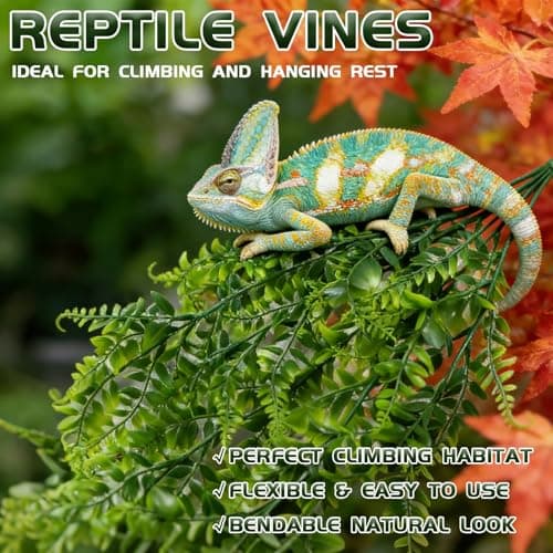 Foyods 2PCS Reptile & Amphibian Habitat Plants (L30 xW5.1'') - Fake Plants for Reptiles, Artificial Hanging Terrarium Plants for Bearded Dragon Snake Geckos Chameleon & Fake Hanging Terrarium Plants — view 4