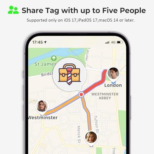 Tracker Tags- 4 Pack, Bluetooth Trackers Works with Apple Find My APP (iOS Only), 92 dB Sound, Replaceable Battery, Smart Tracking Tag Keys Finder and Item Locator for Keys, Bags, Luggage, Wallet, etc — view 4