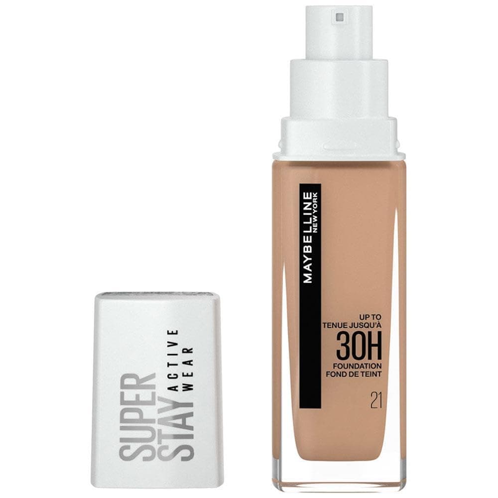 Maybelline New York Super Stay Active Wear, waterproof foundation with high coverage, long-lasting facial make-up for light skin types, colour: No. 10 Ivory (Light), 1 x 30 ml — view 45