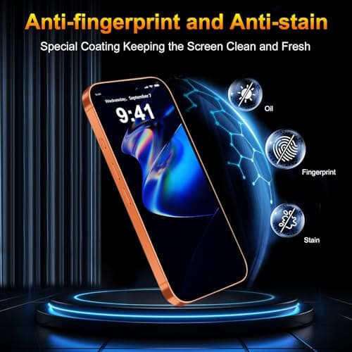 QsmQam 3 Pack Screen Protector for iPhone 17 Pro Max 6.9 Inch + 1 Pack Individual Camera Lens Protector, Ultra HD Tempered Glass, Military Grade Shatterproof, Case Friendly [with Installation Frame] — view 4