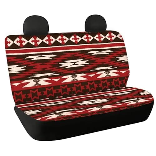 WELLFLYHOM Aztec Tribal Pattern Rear Bench Seat Cover for Cars Truck SUV Universal Car Seat Covers Navajo Car Accessories Back Seat Backrest Protector Set of 2 — view 3