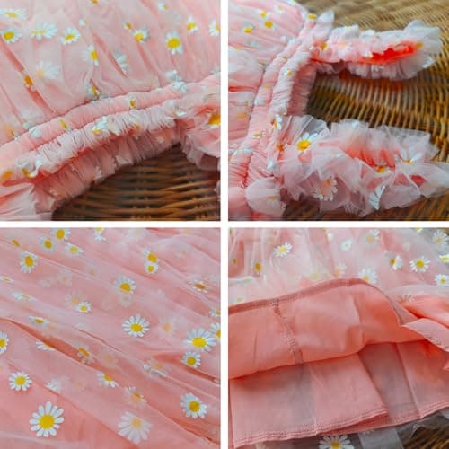 AGQT Baby Girls Daisy Tutu Dress Sleeveless Tulle Tutu Dress Princess Birthday Party Babydoll Dresses Pink Daisy-Lace Size 18-24 Months — view 6