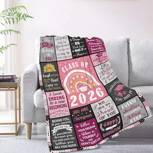 Graduation Gifts for Her Women - 50" X 60" Graduation Blanket 2026 Grad Gifts for High School College Masters Degree - Class of 2026 Graduate Gifts Ideas Blanket Pink