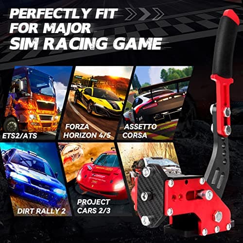 USB Handbrake Clamp for PC Sim Racing Games G25 G27 G29 T500 FANATECOSW DIRT RALLY Windows (Red*+Clamp) — view 3