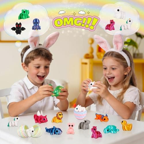 Prefilled Easter Eggs - 24Pcs 3D Printed Surprise Eggs with 3D Animals Toys Capsule Vending Machine Toy Easter Eggs Filled Gifts for Boys Girls Kids — view 4
