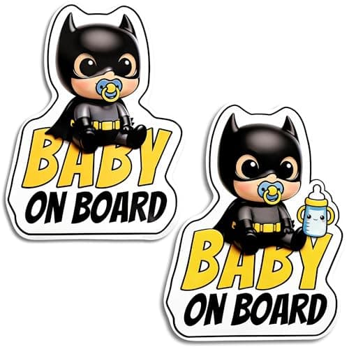 2-Pack Baby on Board Car Stickers, Reflective & Waterproof Vinyl Baby on board Signs, Self-adhesive Warning Stickers for Car Window & Bumper, Essential Baby Car Accessories for Safety Awareness