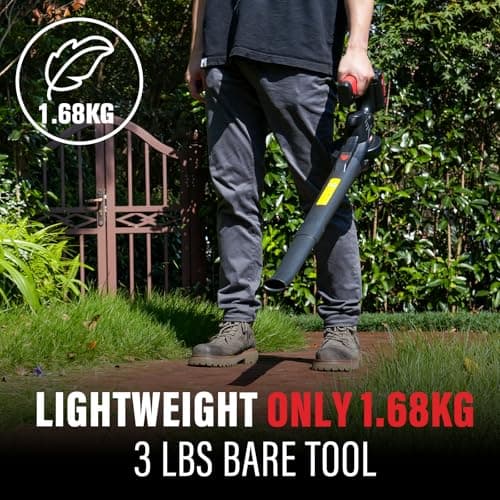 MZK Cordless Leaf Blower,20V Battery Powered Electric Blower for Lawn Care, Electric Lightweight Leaf Blower for Blowing Leaves, Patio Cleaning and Dust(2 * 2Ah Battery & Charger Included), Wine Red — view 4