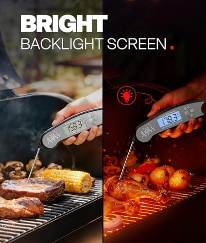 Meat Thermometer Digital - Instant Read Food Thermometer for Cooking, Kitchen Gadgets with Backlight & Calibration for Candy, BBQ, Grill, Liquids, Beef, Turkey, Gifts for Him Her, Mom, Dad, Black — view 2