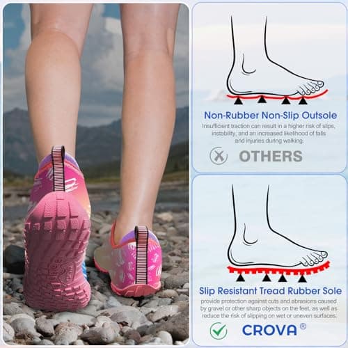 CROVA Built-in Heel Grips Water Shoes for Kids Girls Boys Hiking Shoes Wide Barefoot Swim Beach Pools Slip-On Quick Dry Lightweight for Big Little Kids Toddler — view 4