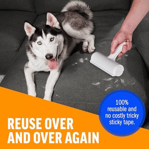 ChomChom Roller Pet Hair Remover – Original Size Reusable Lint Roller for Cat & Dog Hair on Furniture, Couch, Carpet, Car, Rugs & Bedding – Portable, Eco-Friendly (White) — view 3