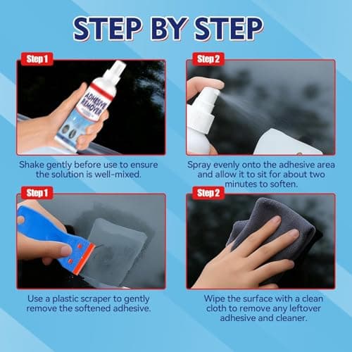 Adhesive Remover Spray, Sticker Remover Cleaning Multi-Surface Residue, Glue Remover for Tap, Decals, Glue, Chewing Gum, from Car, Windows, Glass, Plastic, Label Remover with Scraper and Towel — view 4