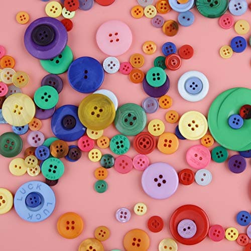 Greentime 600-700 PCS Mixed Color Assorted Sizes Round Resin Buttons for Crafts Sewing DIY Manual Button Painting DIY Handmade Ornament Buttons Easter Egg Fillers Decorative — view 2