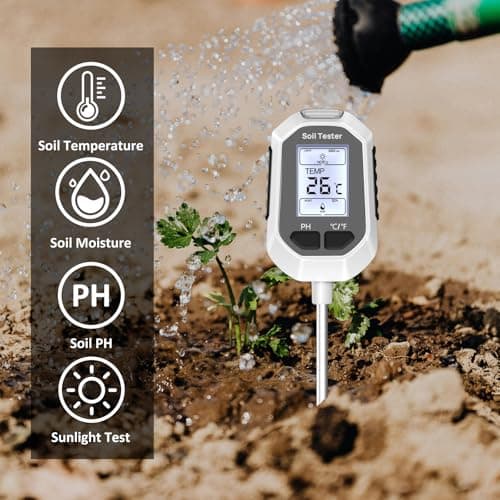 4-in-1 Soil Moisture Meter Digital Plant Temperature/Soil Moisture/PH Meter/Sunlight Intensity Backlight LCD Display Soil Test Meter for Gardening, Farming and Outdoor Plants — view 6