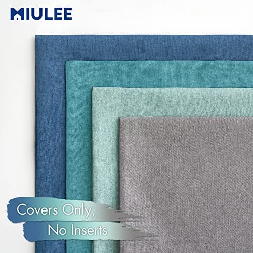 MIULEE Pack of 4 Decorative Outdoor Solid Waterproof Throw Pillow Covers Linen Garden Farmhouse Cushion Cases for Patio Tent Balcony Couch Sofa 18x18 inch Blue — view 4