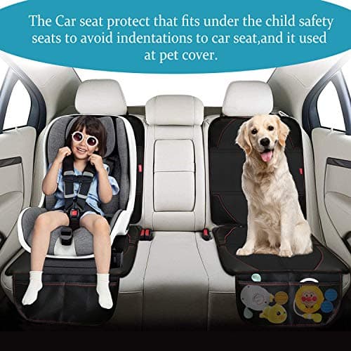 MORROLS Car Seat Protector, 2 Pack Carseat Protector with Thick Padding, Baby/Pets for Child Car Seat-Mesh Pockets-Waterproof-Universal Size(Black) — view 3