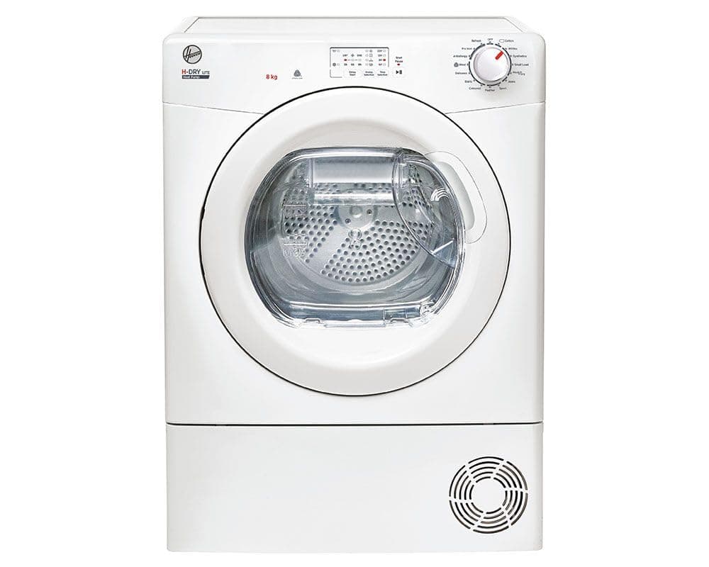 Hoover H-DRY 300 HLEH8A1LE 8KG Capacity, Front Load,A+ Energy,14 Programmes, Sensor Dry, Anti Allergy, Freestanding Heat Pump Tumble Dryer - Inside Water Container - White - HxWxD(cm) 85x60x59