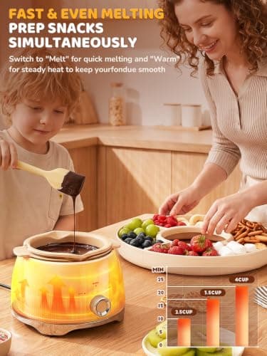 LUSHYUM Electric Chocolate Fondue Set, 4-Cup Chocolate, Rotating Tray — view 2