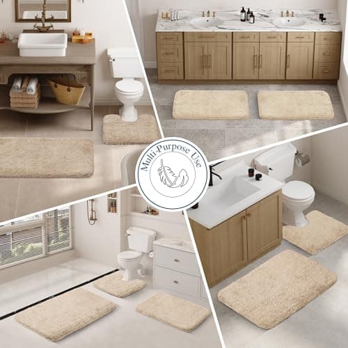 Walensee Bathroom Rug Non Slip Bath Mat for Bathroom (16 x 24, Beige) Water Absorbent Soft Microfiber Shaggy Bathroom Mat Machine Washable Bath Rug for Bathroom Thick Plush Rugs for Shower — view 5