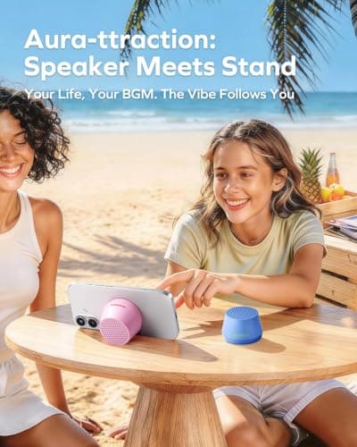 MOMAX Mini Portable Wireless Speaker - Magnetic Waterproof Speaker with Balanced Sound, 12H Playtime, Indoor Speaker True Wireless Stereo Pairing for Home, Bedroom, Bathroom, Gift Ideas, Black — view 5