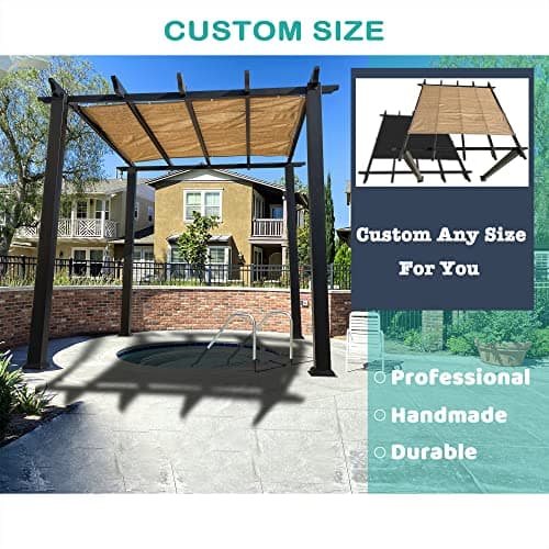 Alion Home Outdoor Pergola Sun Shade Cover Cloth Patio Canopy HDPE Permeable with Grommets (12' x 12', Walnut) — view 3