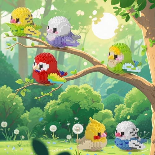 LULUFUN Bird Building Blocks Set, Parrot Mini Building Bricks Kit Educational Toy for Birthday Party Favors,Decoration for Home and Office,Gift for Adults and Children (Set A of 6) — view 2